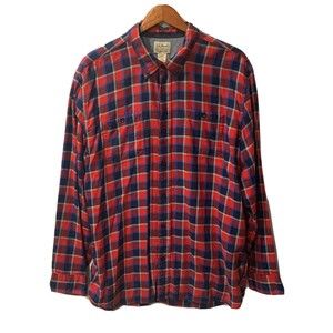 L.L.Bean Plaid Men's XL Long Sleeve Button Down Flannel Red/Blue Casual Shirt
